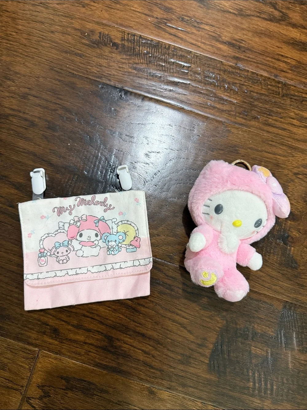 My Melody Pink Tote Bag with Hello kitty Plush Charm